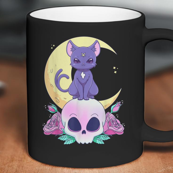 Pastel Goth Witchy Cat Cute Creepy Wiccan Cat And Skull Men Women T-Shirt Graphic Print Casual Unisex Tee Coffee Mug