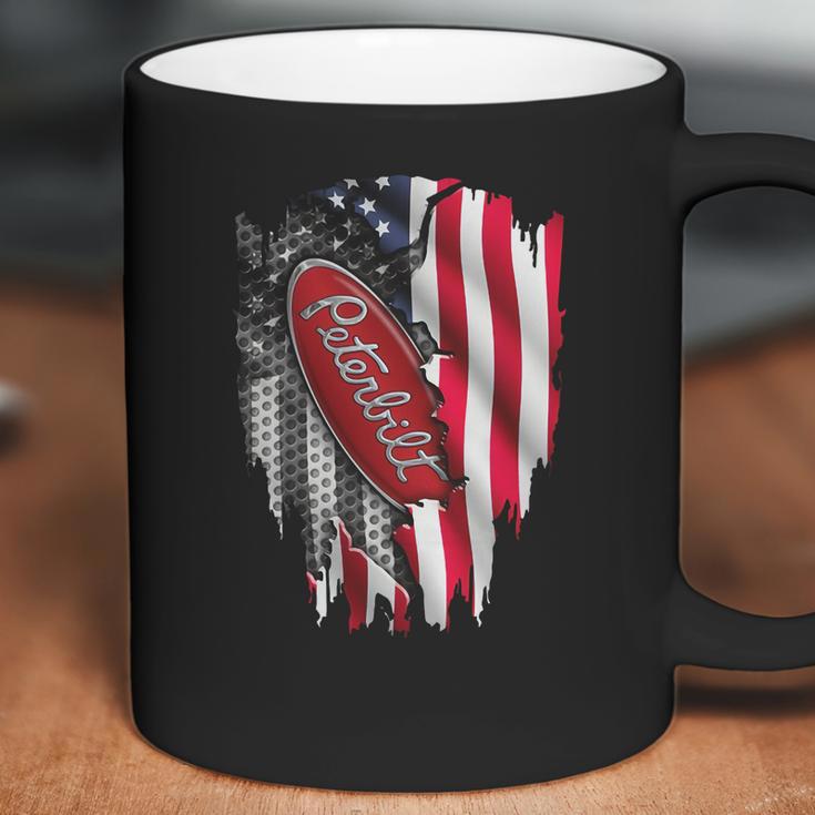 Peterbilt Logo Red Design Usa Flag American Independence Day Truck Fans Patriots Shirts Coffee Mug