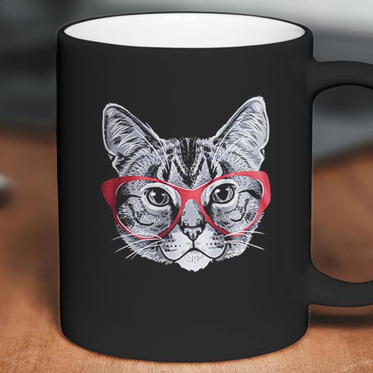 Red Linda Glasses Cat Funny Belcher Kitty Cute Humor Fun Coffee Mug