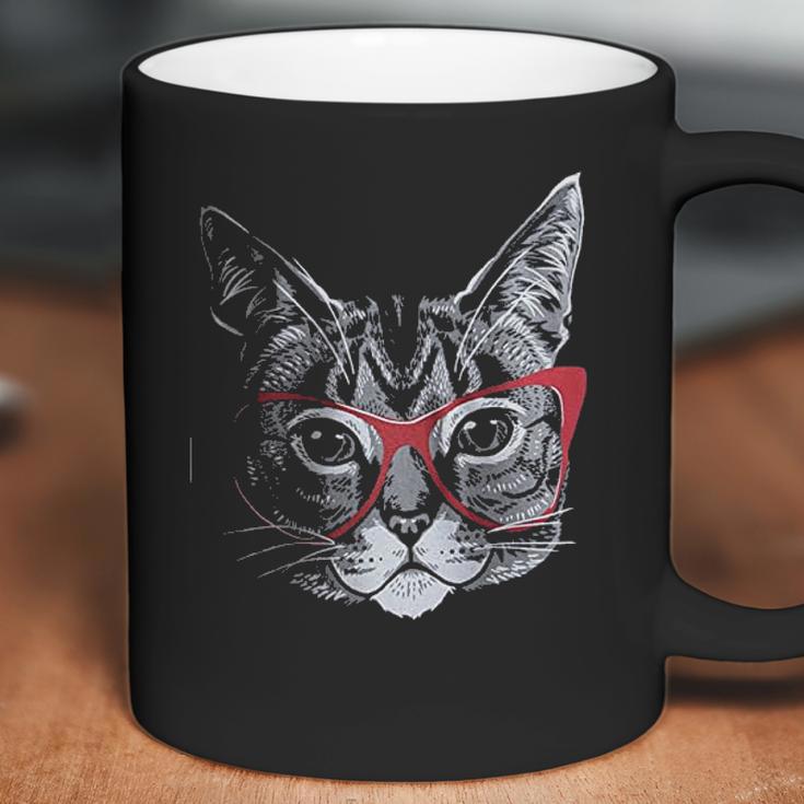 Red Linda Glasses Cat Sassy Funny Kitty Belcher Cute Coffee Mug