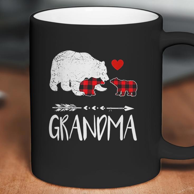 Red Plaid Grandma Bear Two Cubs Matching Buffalo Pajama Xmas Coffee Mug