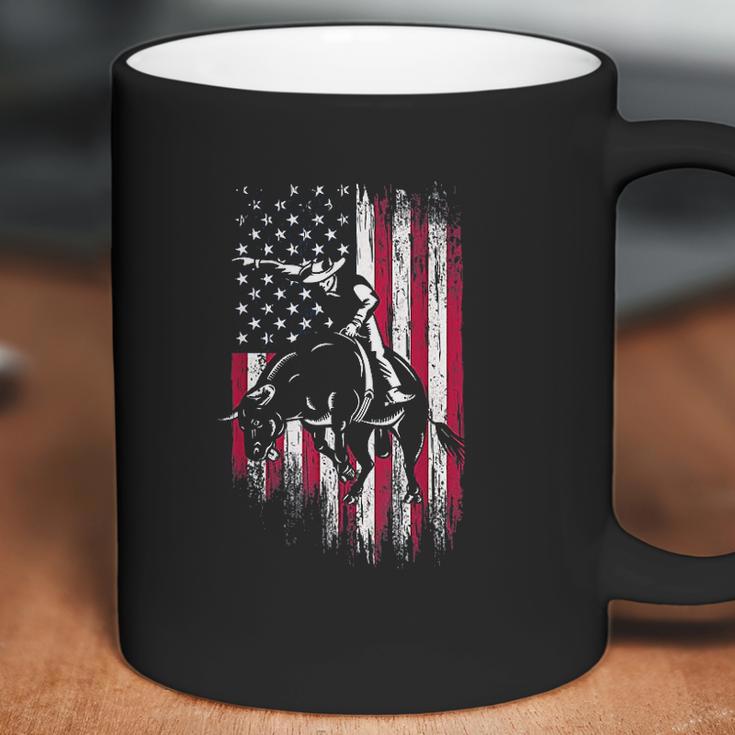 Rodeo Bull Rider Patriotic American Flag Cowboys Coffee Mug