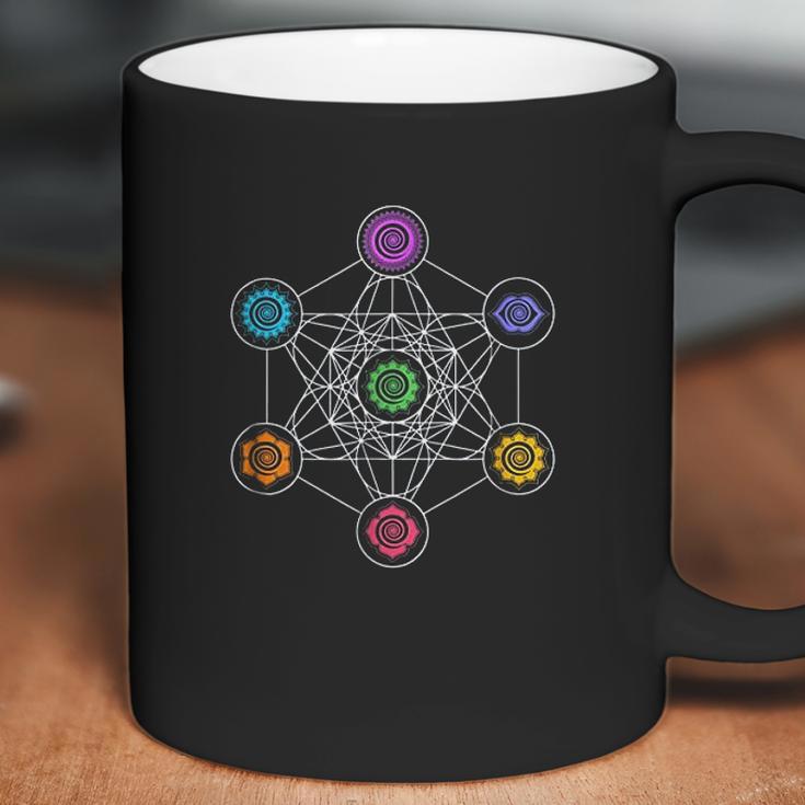 Sacred Geometry Yoga Metatrons Cube Rainbow Coffee Mug