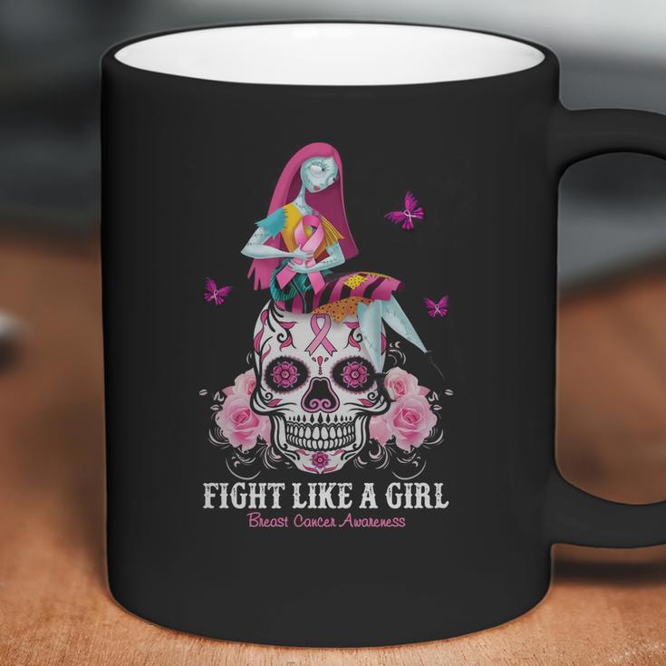 Sally Fight Like A Girl Breast Cancer Awareness Sugar Skull Shirt Coffee Mug