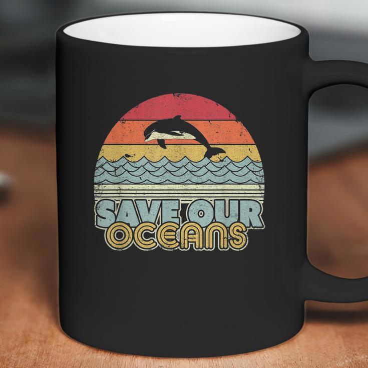 Save Our Oceans Dolphin Retro Style Climate Change Coffee Mug