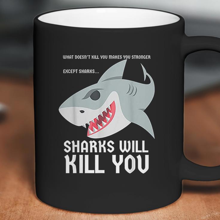 Sharks Will Kill You Funny Fun Emoji Stuff Gift Coffee Mug