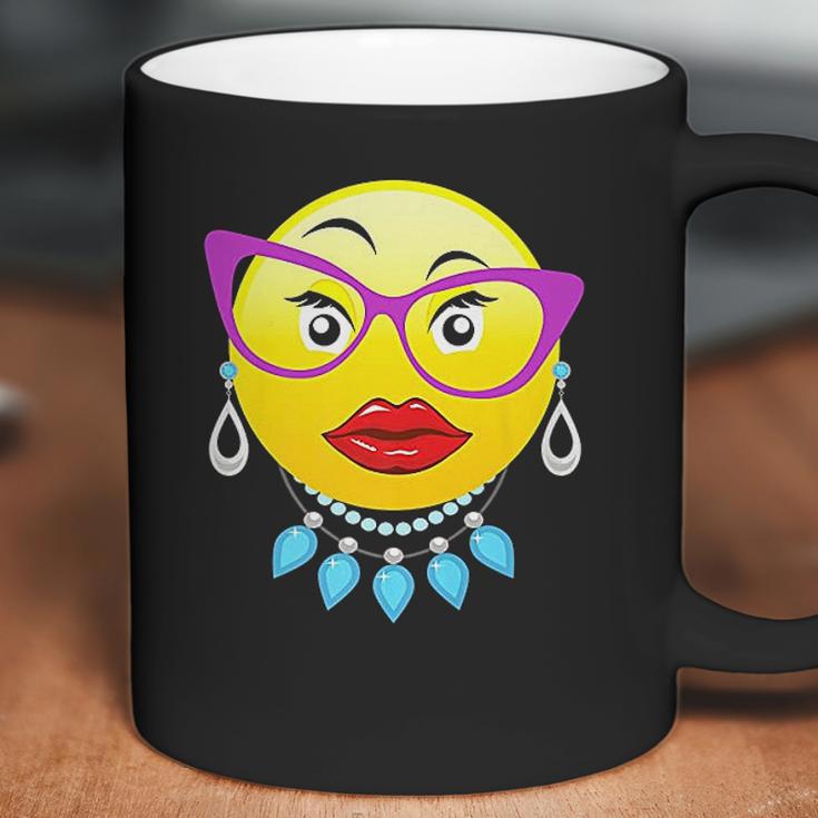 Smiling Emojis Lady Bling Face Glasses Costume Coffee Mug