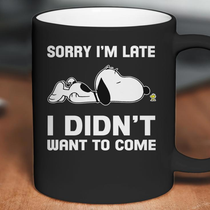 Snoopy Sorry Im Late I Didnt Want To Come Coffee Mug