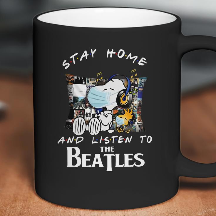 Snoopy And Woodstock Stay Home And Listen To The Beatles Shirt Coffee Mug