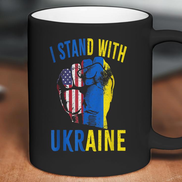 I Stand With Ukraine Flag American Flag Support Ukraine Men Women T-Shirt Graphic Print Casual Unisex Tee Coffee Mug