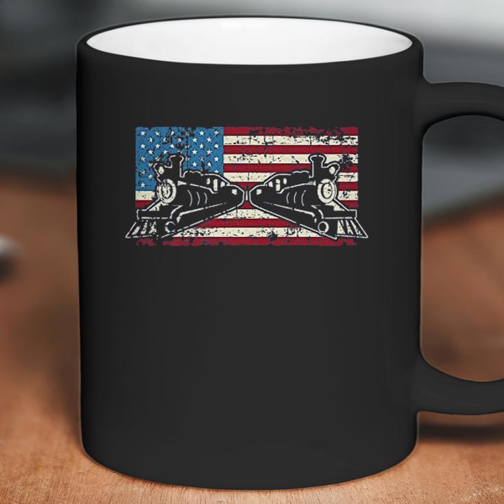 Steam Locomotive Train American Flag Coffee Mug