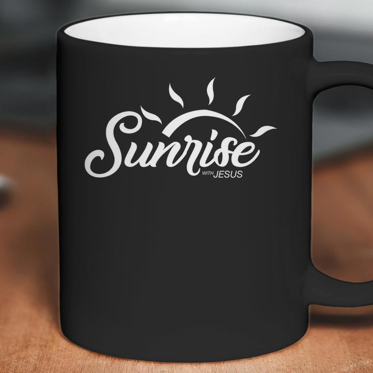 Sunrise With Jesus Logo In White Coffee Mug