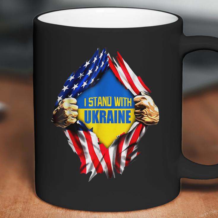 Support I Stand With Ukraine American Flag Ukrainian Flag Men Women T-Shirt Graphic Print Casual Unisex Tee Coffee Mug