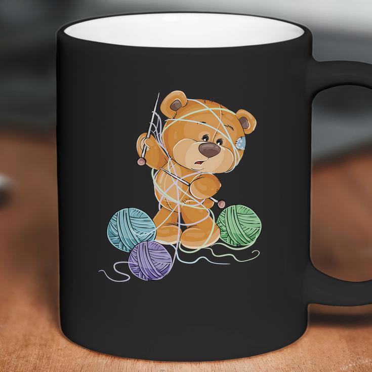 Teddy Bear Tangled In Wool | Funny Knitting Gifts Coffee Mug