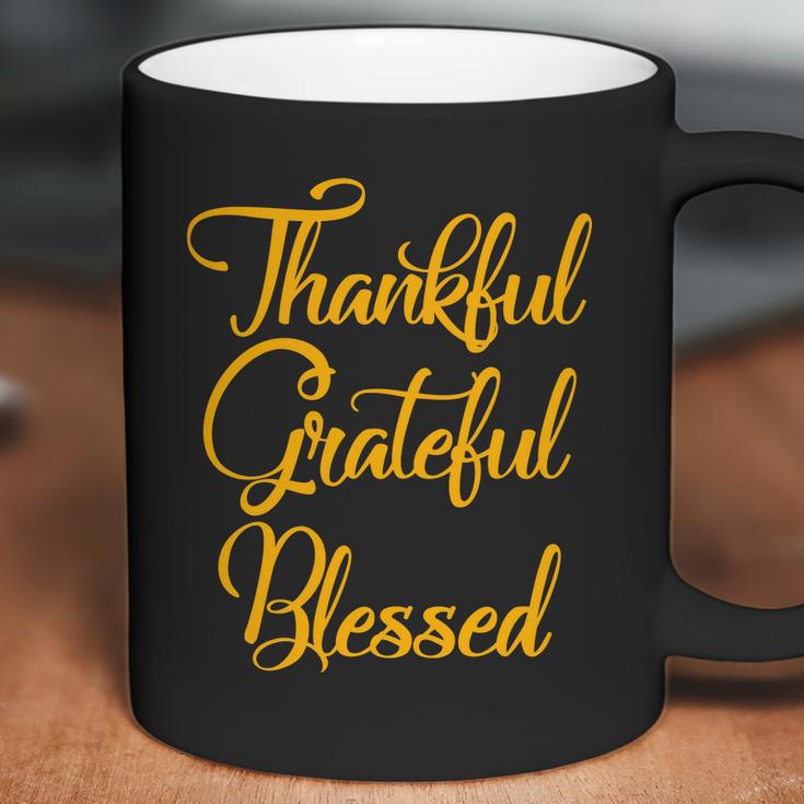 Thankful Grateful Blessed Gold Thanksgiving Logo Coffee Mug