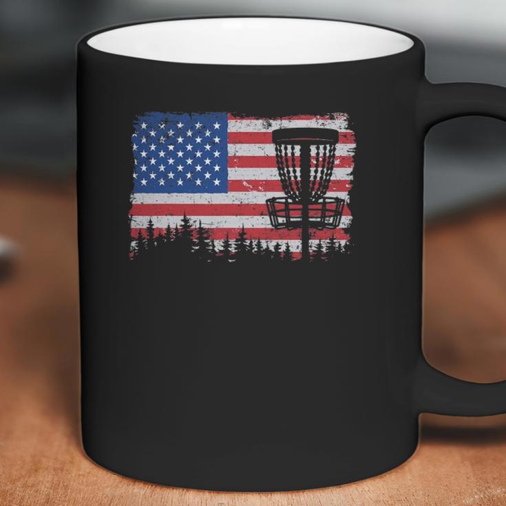 Us American Flag Disc Golf Basket Frisbee Vintage Disc Golf Coffee Mug