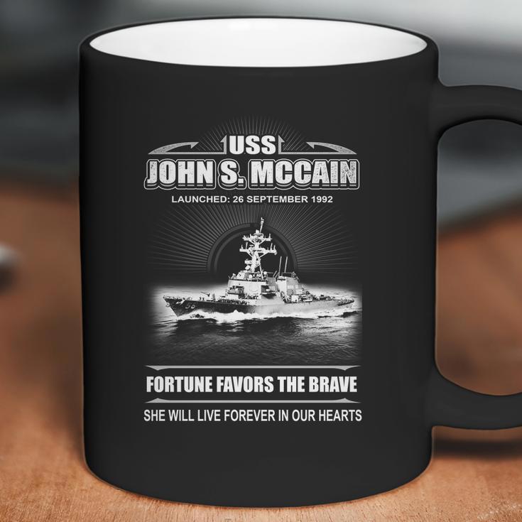 Uss John S Mccain Fortune Favors The Brave She Will Live Forever Our Hearts Coffee Mug