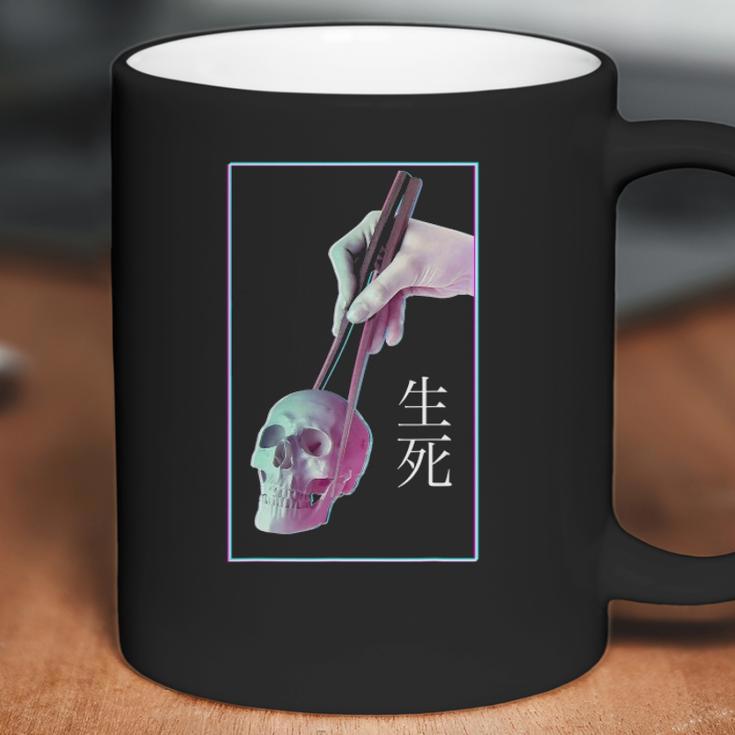 Vaporwave Aesthetic Chopsticks & Skull Pastel Goth Halloween Coffee Mug