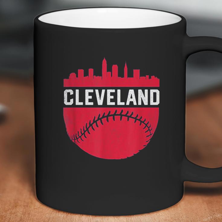 Vintage Downtown Cleveland Ohio Skyline Baseball Coffee Mug