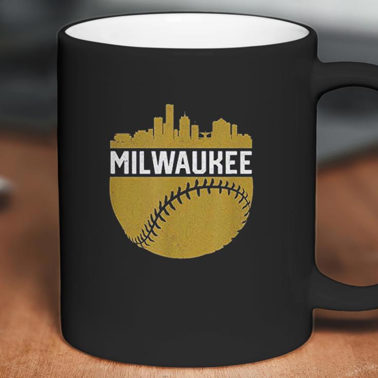 Vintage Downtown Milwaukee Wisconsin Skyline Baseball Coffee Mug