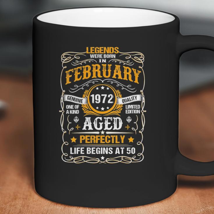 Womens 50 Years Old February 1972 Vintage Retro 50Th Birthday Gift V-Neck Coffee Mug