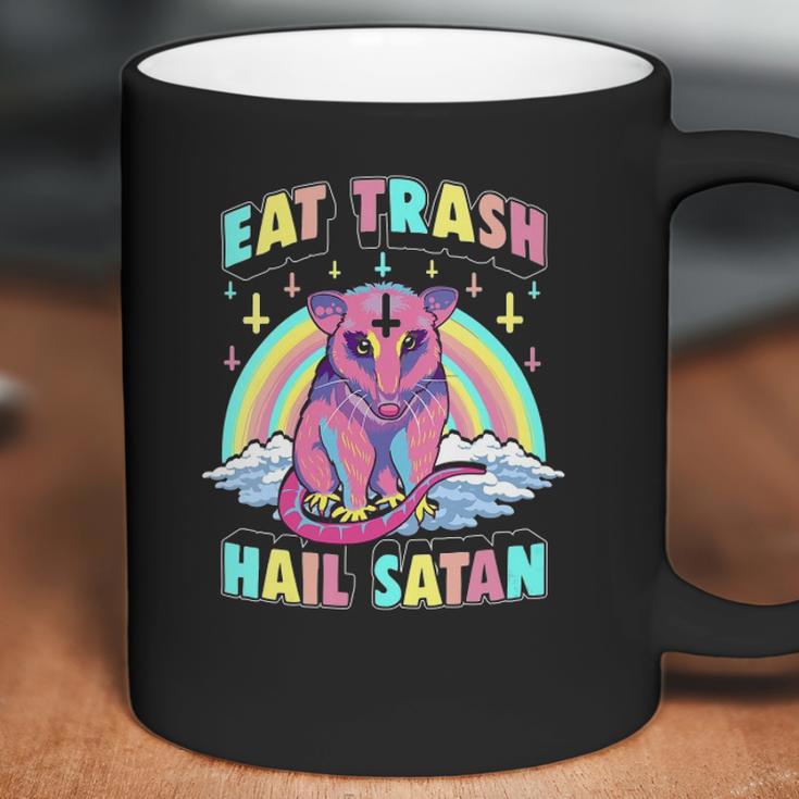 Womens Eat Trash Hail Satan Kawaii Pastel Goth Possum V-Neck Coffee Mug