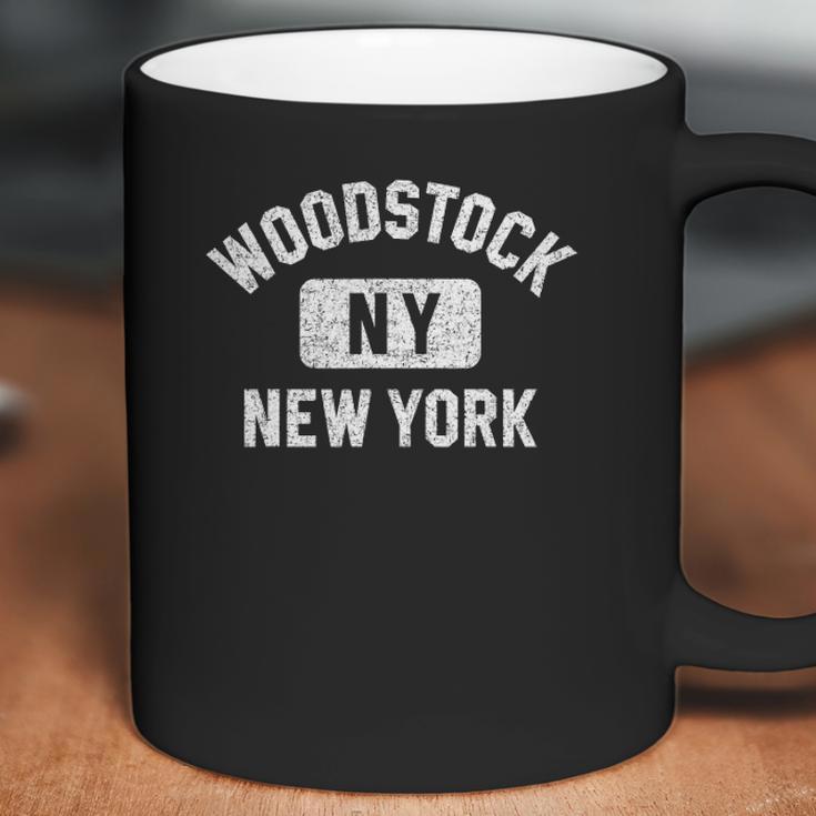 Woodstock Ny New York Gym Style Distressed White Print Coffee Mug