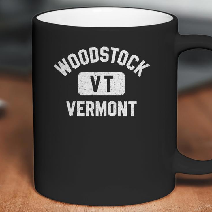 Woodstock Vt Vermont Distressed White Print Coffee Mug