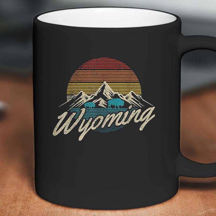 Wyoming Vintage Mountains Bison American Buffalo Coffee Mug