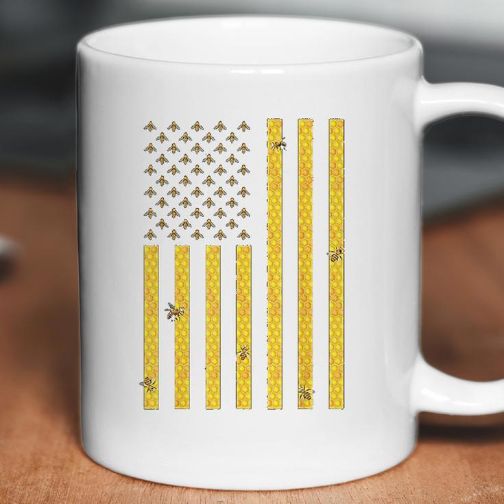 American Flag Honeycomb Honey Bee Coffee Mug