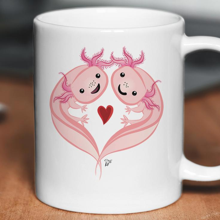 Axolotl Amphibian Love With Heart Valentine Coffee Mug