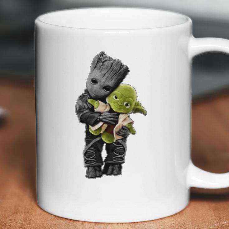 Baby Groot Hugging Baby Yoda Coffee Mug