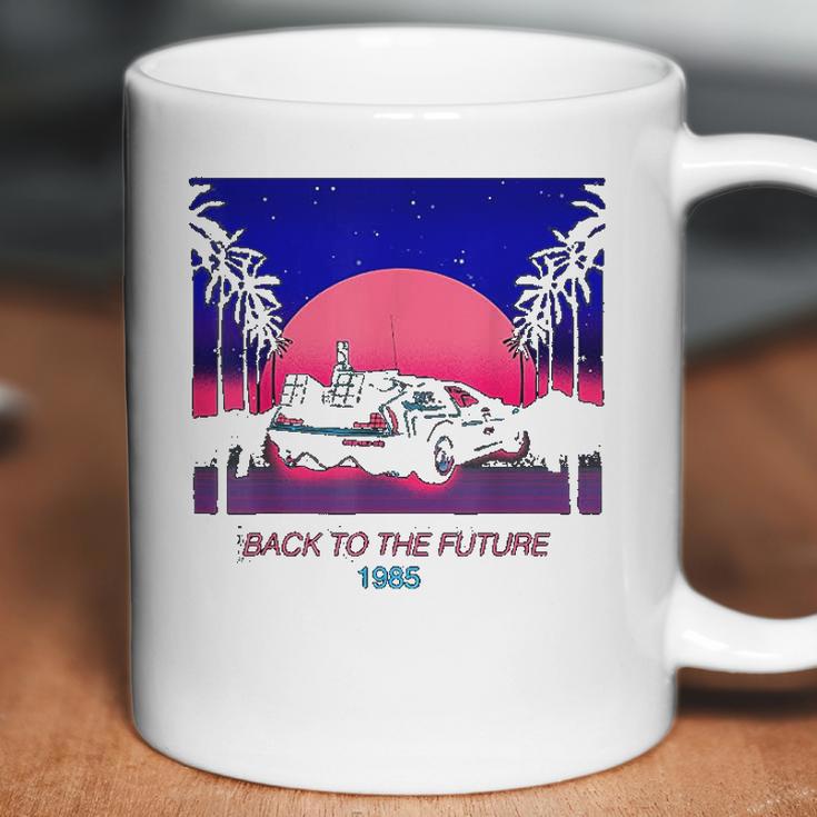 Back To The Future 1985 Neon Delorean Sunset Graphic Coffee Mug