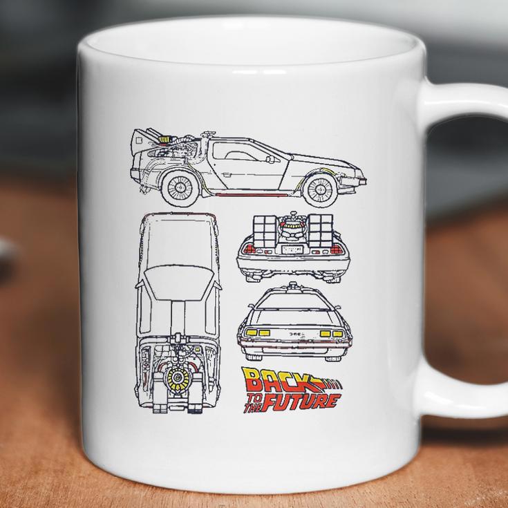 Back To The Future Delorean Blueprint Coffee Mug