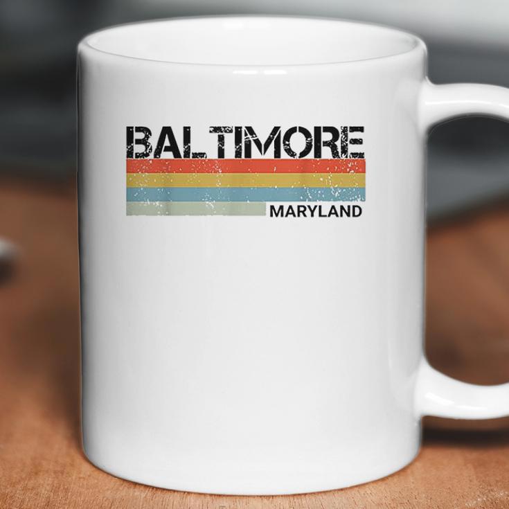 Baltimore Maryland Retro Vintage 80S Stripes Coffee Mug