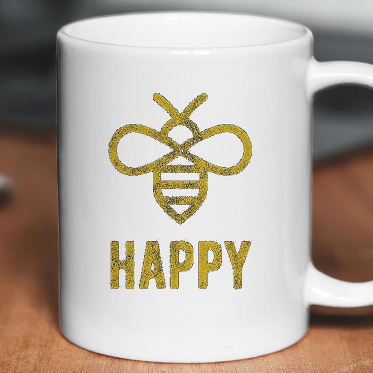 Bee Happy Funny Vintage Graphic Honey Bumblebee Coffee Mug