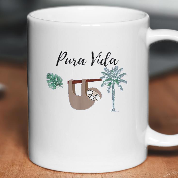 Costa Rica Pura Vida Sloth Palm Tree Coffee Mug