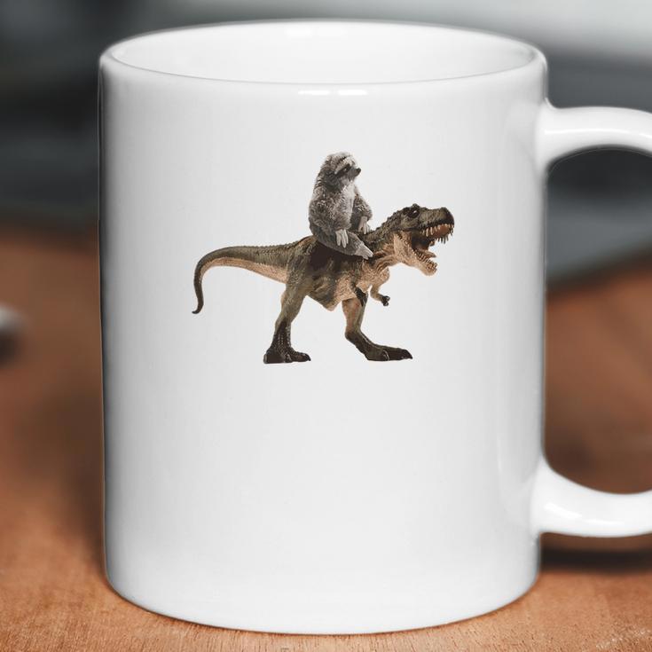 Cute Sloth Riding A Trex Tyrannosaurus Rex Coffee Mug