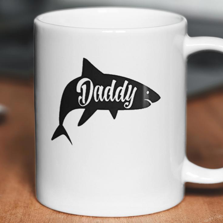 Daddy Shark In Black Dad Birthday Gifts Coffee Mug