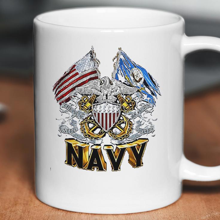 Double Flag Usn Navy Coffee Mug