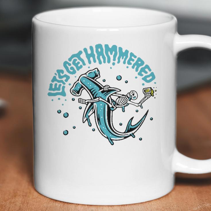 Funny Hammerhead Shark Drinking Pun Lets Get Hammered Party V2 Coffee Mug