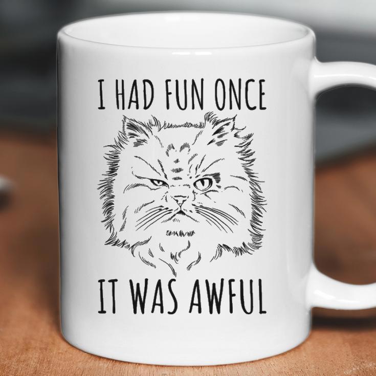 Funny Persian Cat Meme Evil Facial Expression I Had Fun Once Coffee Mug