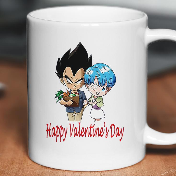 Happy Valentine Day Vegeta And Bulma Couple Coffee Mug