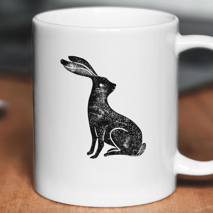 Hare Lino Print Hare Mad March Animal Coffee Mug