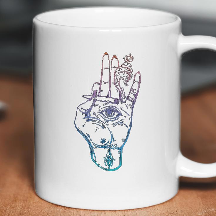 Illuminati Smoking Spliff Hand Stoner 420 Coffee Mug