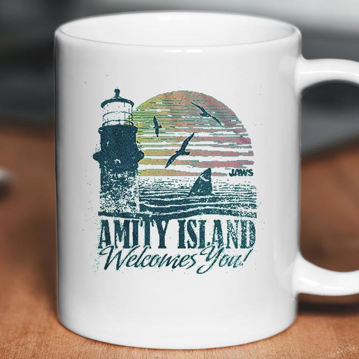 Jaws Amity Island Welcomes You Lighthouse Mahi Heather Coffee Mug