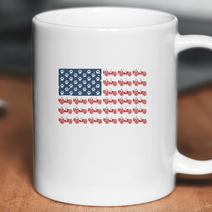 Jeeps And Paw Dog American Flag 4Th Of July Independence Day H Coffee Mug