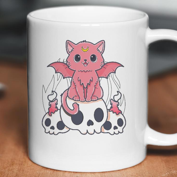 Kawaii Pastel Goth Cute Creepy Demon Cat And Skull Anime Art Coffee Mug