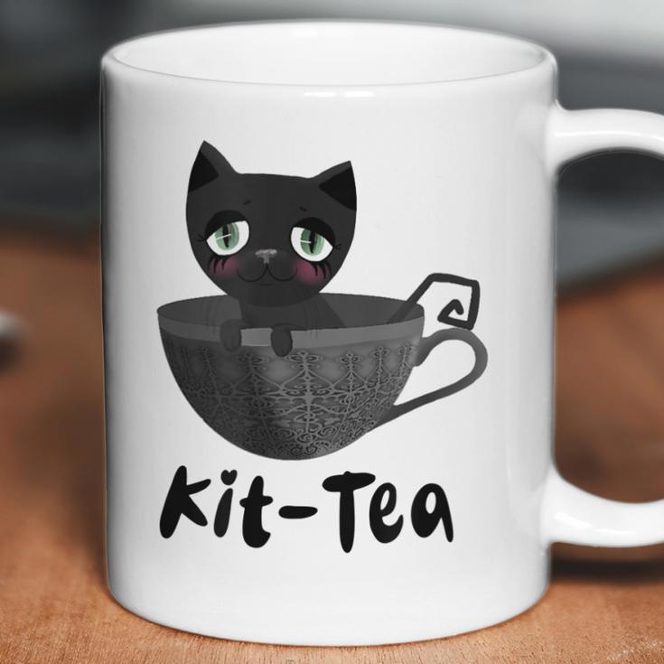 Kit-Tea Cat Lovers Creepy Kawaii Pastel Goth Kitten Teacup Coffee Mug