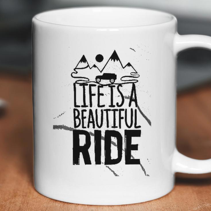 Life Is A Beautiful Ride Style Outline On An Offroad Ash Gray Made In Usa Coffee Mug